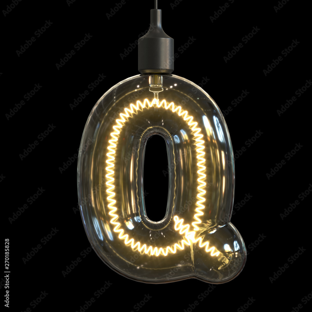 Fototapete light bulb 3d font 3d rendering letter q