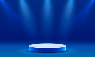 Stage podium with lighting.