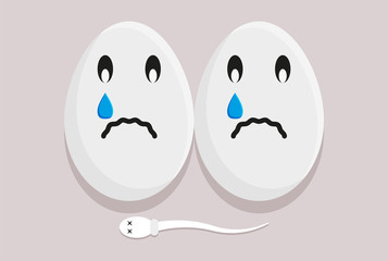 Metáfora de testículos tristes por infertilidad. 