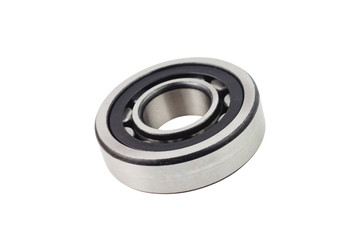 Single metal circle bearing with balls isolated on white background