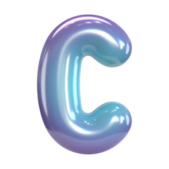 Round purple and blue font, balloon like letters and numbers, 3d rendering letter C
