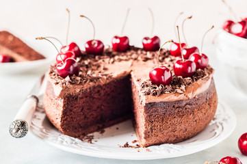 Chocolate Cake with Sweet Cherries