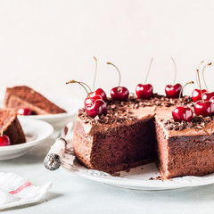 Chocolate Cake with Sweet Cherries