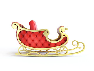 Christmas Santa sleigh  - red and golden sledge  3d rendering
