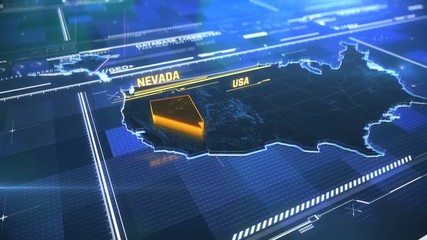 Nevada US state border 3D modern map with a name, region outline - Powered by Adobe