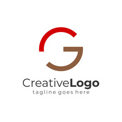 Fototapeta premium Red Brown Abstract Circular Initial Letter G Business Logo Flat Vector Design