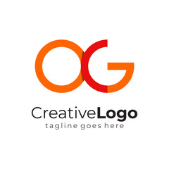 Red Orange Circular Initial Letter O and G Business Logo Flat Vector Design
