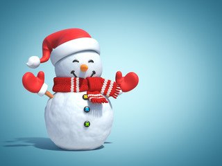 Snowman  poster,  greeting card template, 3d rendering