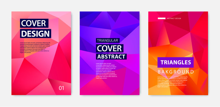 Vector Set Of Abstract Geometric Covers, Banners, Posters, Flyers, Brochures. Text Frame Surface. A4 Template Design. Title Sheet Model Set. 3d Polygonal, Facet