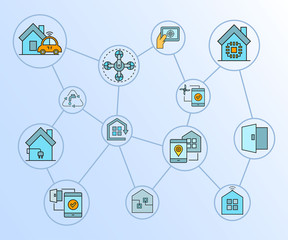 smart home, home automation and home appliance concept network