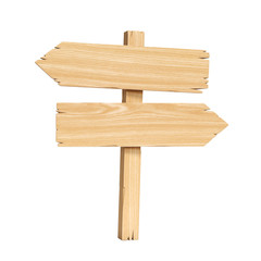 Signpost, signboard, guidepost, wooden road sign 3d rendering