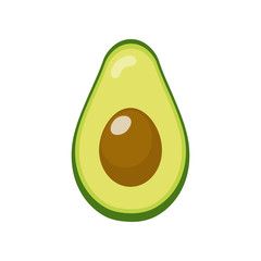 Fresh half avocado isolated on white background. Organic food. Cartoon style. Vector illustration for design. - 270190643