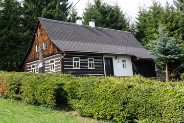 Fototapeta na wymiar Mountain wooden cottage