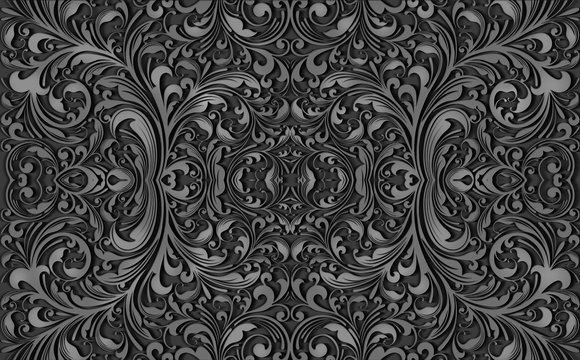 Wood pattern grey flowers wallpaper 
