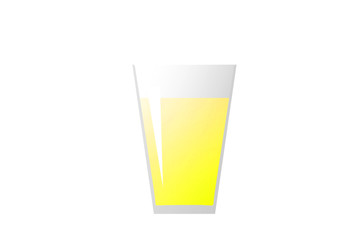 Illustration of yellow drink such as grapefruit juice in a glass cup.  グラスに入ったグレープフルーツジュースのような黄色い飲み物のイラスト