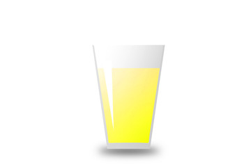Illustration of yellow drink such as grapefruit juice in a glass cup.  グラスに入ったグレープフルーツジュースのような黄色い飲み物のイラスト