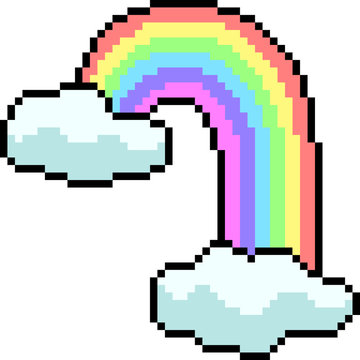 Vector Pixel Art Rainbow Cloud