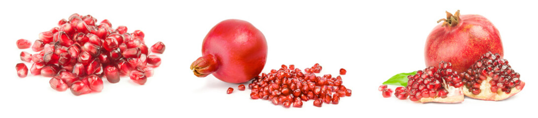 Set of pomegranates on a white background