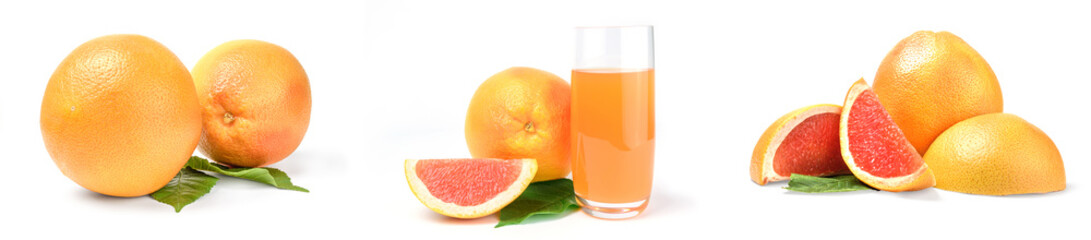 Set of grapefruit isolated on a white background with clipping path