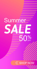 Summer sale flyer in trendy memphis style.