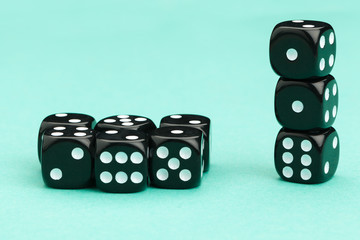 Gaming dices on blue background. Game concept.