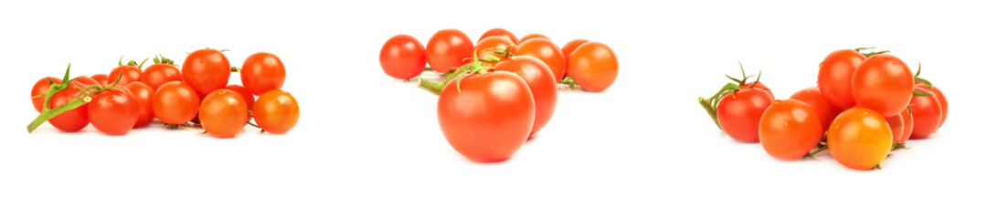 Set of cherry tomatoes isolated on white