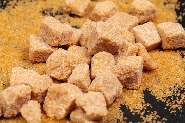 Rock sugar on dark background close up