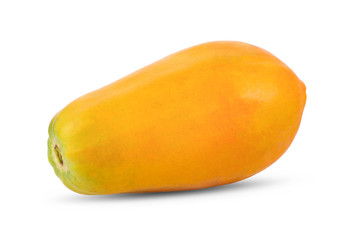 ripe papaya fruit with seeds isolated on white background. full depth of field