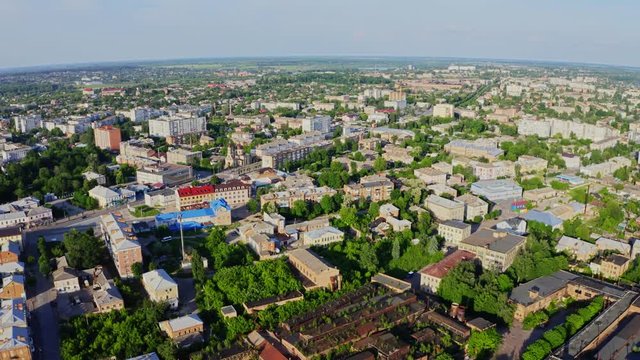 Aerial View at Sunset in the City of Berdichev, Ukraine