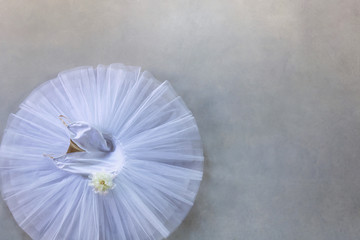 white tutu for classical ballet view from above - obrazy, fototapety, plakaty