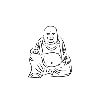 white background Buddhism Golden Buddha vector illustration in Thailand Clip art 