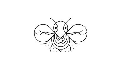 Simple bee logos with vector line art style
