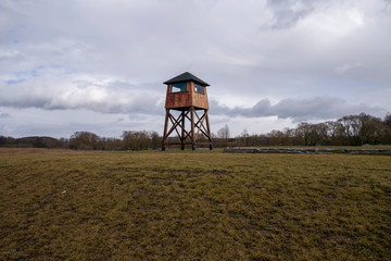 military watchtower in a concentration camp