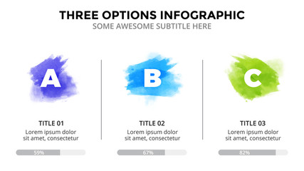 Brush stroke watercolor infographic template. Presentation slide. Creative art concept with 5 options, parts, steps, processes.