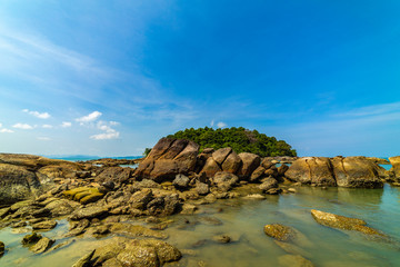 The beautiful summer background of Langkawi Beach in Malaysia.
