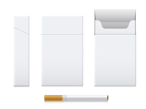 Cigarette pack realistic set, cardboard template design