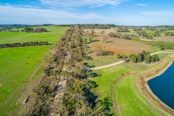 Aerial view of scenic countryside on Mornington Peninsula, Australia