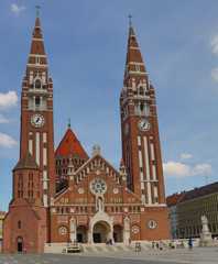 The Votive Church and Cathedral of Our Lady of Hungary is a twin-spired church in Szeged. It lies on Dm square beside the Dmtr tower. Construction began in 1913, finished in 1930