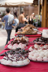 Finest collection of Hungarian cookies and cakes, on streets of Szeged city, Hungary