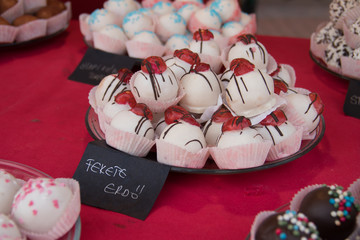 Finest collection of Hungarian cookies and cakes, on streets of Szeged city, Hungary