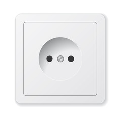 Realistic vector white socket. Isolated on white background.