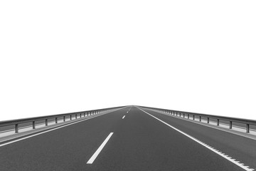 Asphalt road or highway isolated on white background.