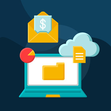 E-statements flat concept vector icon