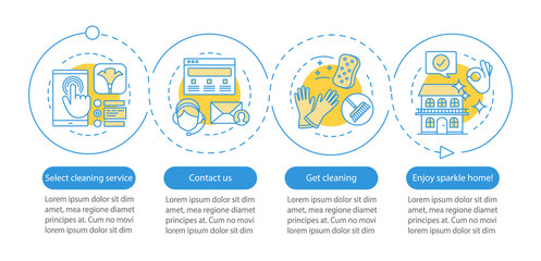 Cleaning service booking vector infographic template