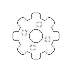 Vector icon concept of jigsaw puzzle pieces gear connected.