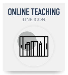 Online Teaching Line Icon