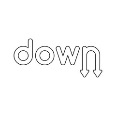 Vector icon concept of down word with arrows down.
