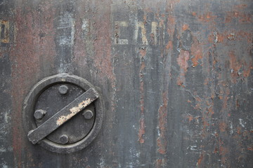 Texture of rusty iron and hatch on it