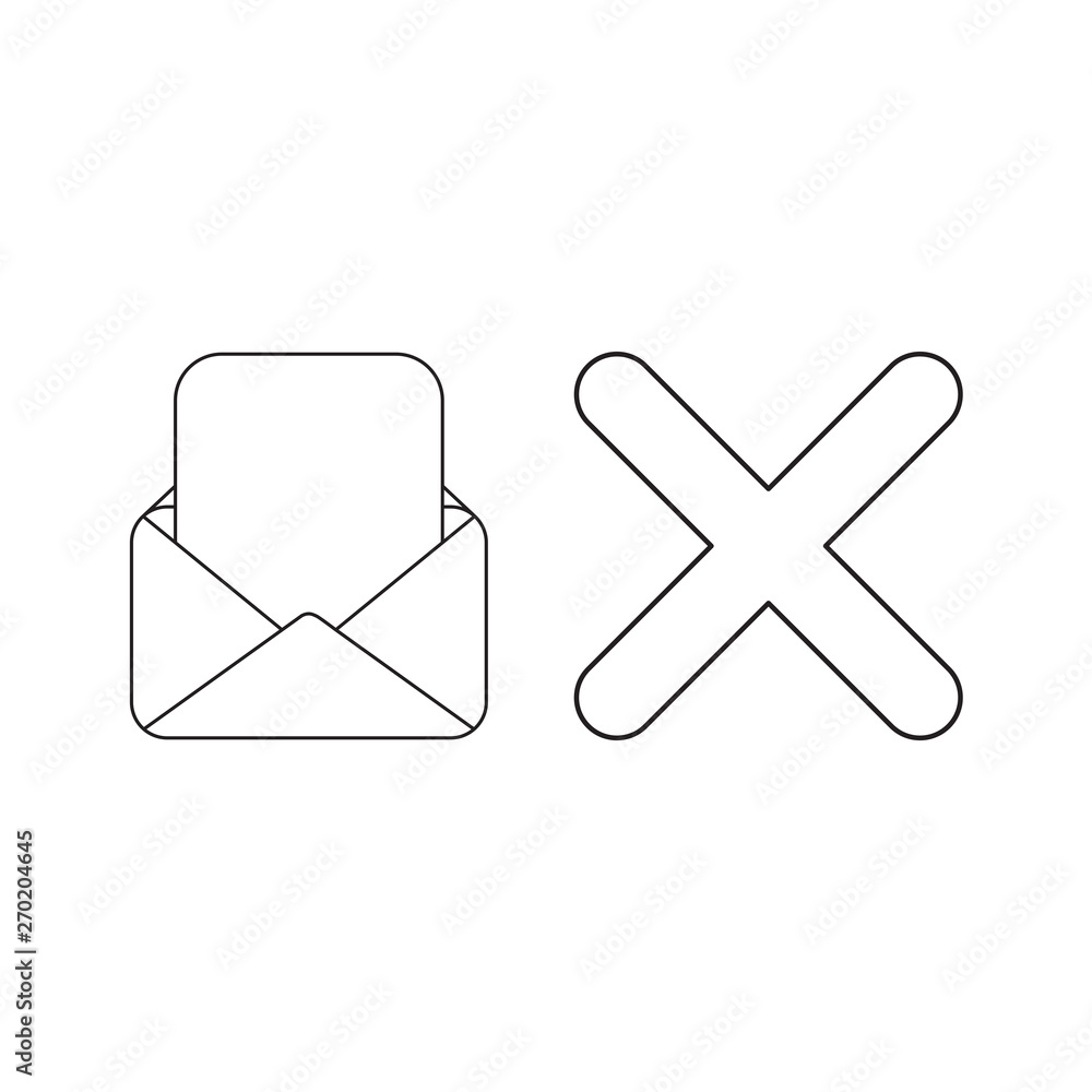 Aufkleber vector icon concept of envelope and blank paper with x mark.