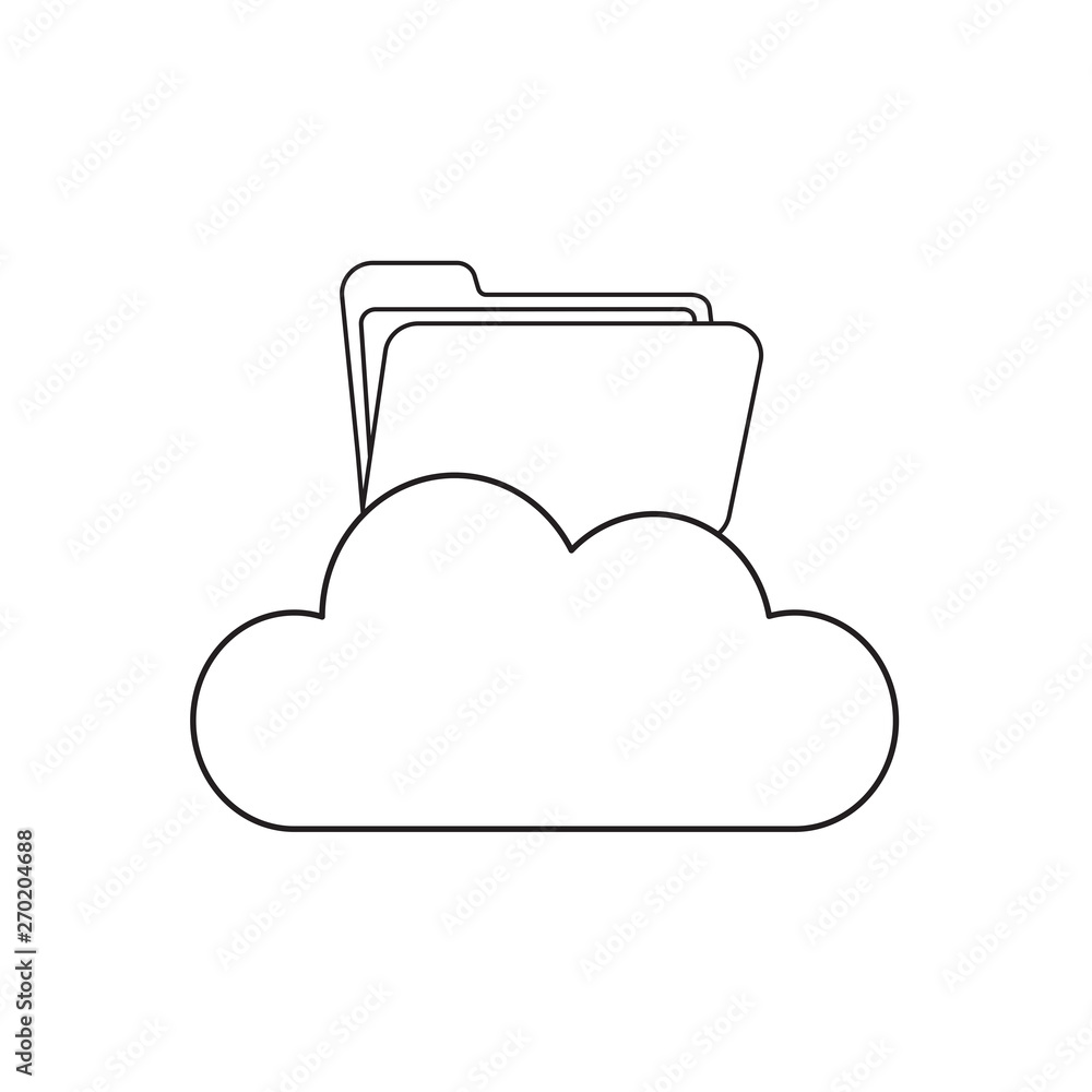 Aufkleber vector icon concept of opened folder on cloud.